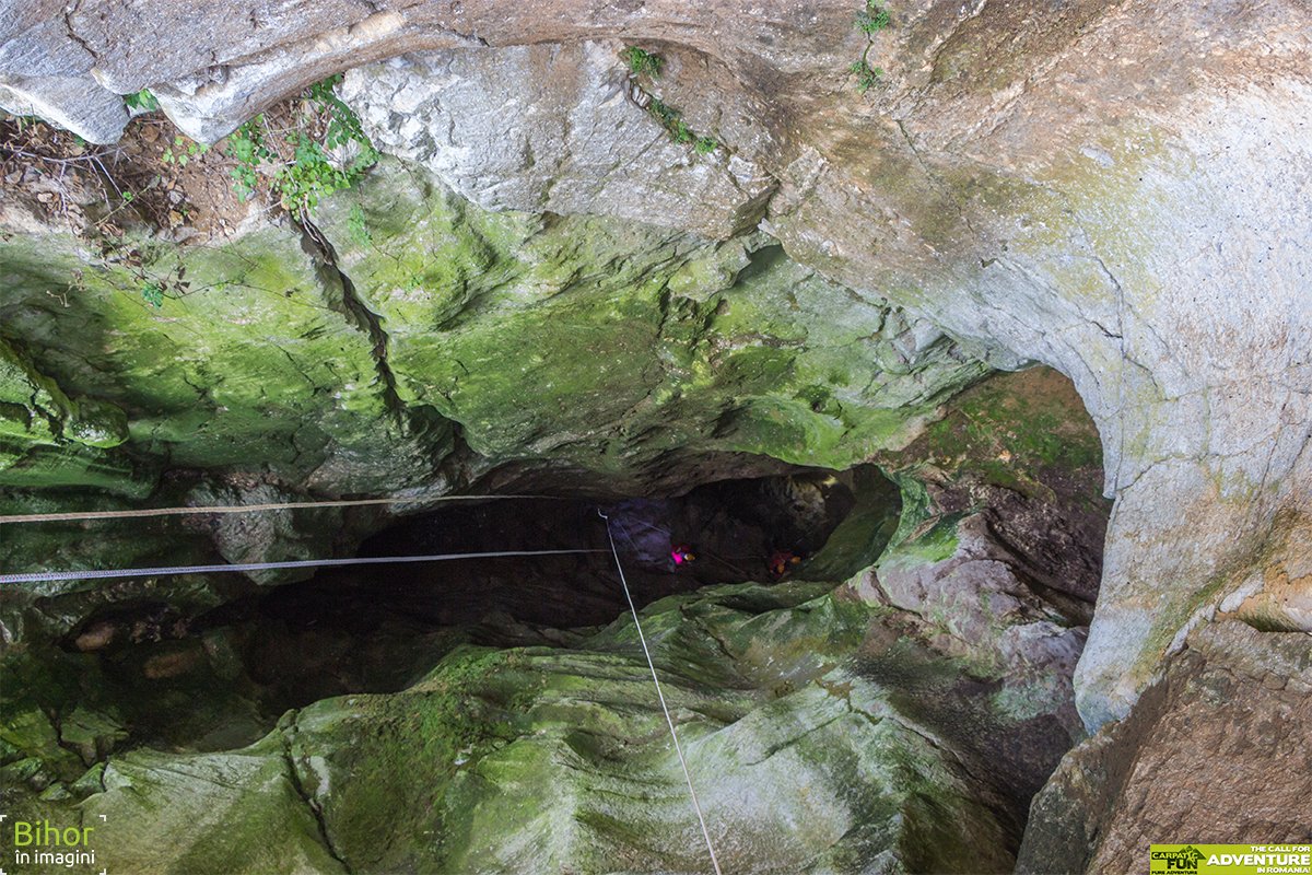 Descent into Betfia vertical cave